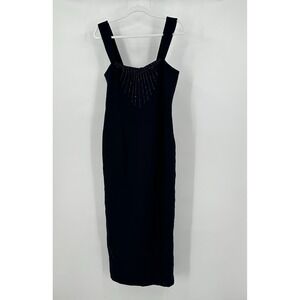 Studio I Womens Beaded Neckline Art Deco Dress Sz 8‎ Elegant Moody Black Evening